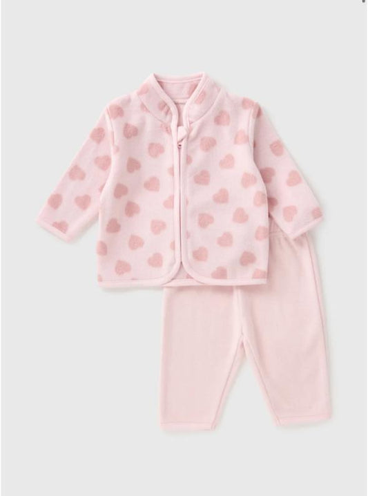 Matalan Fleece hearts Upper & Trouser Set