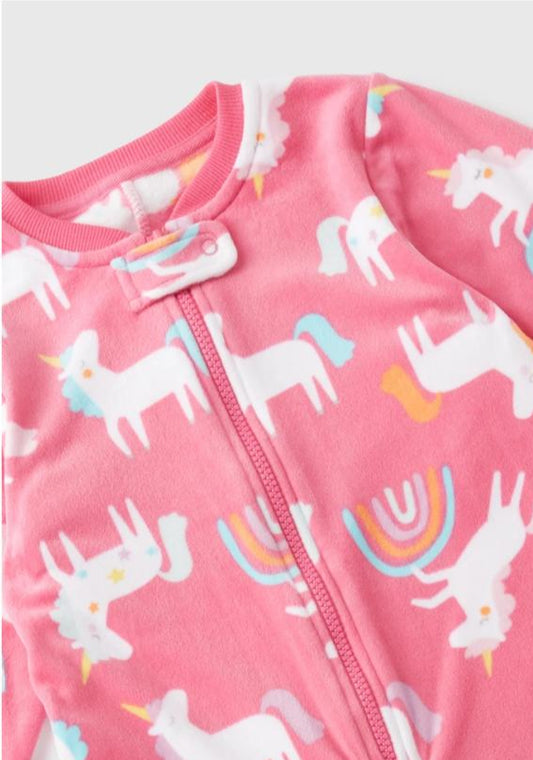 Matalan Printed Unicorn Velour Sleepsuit