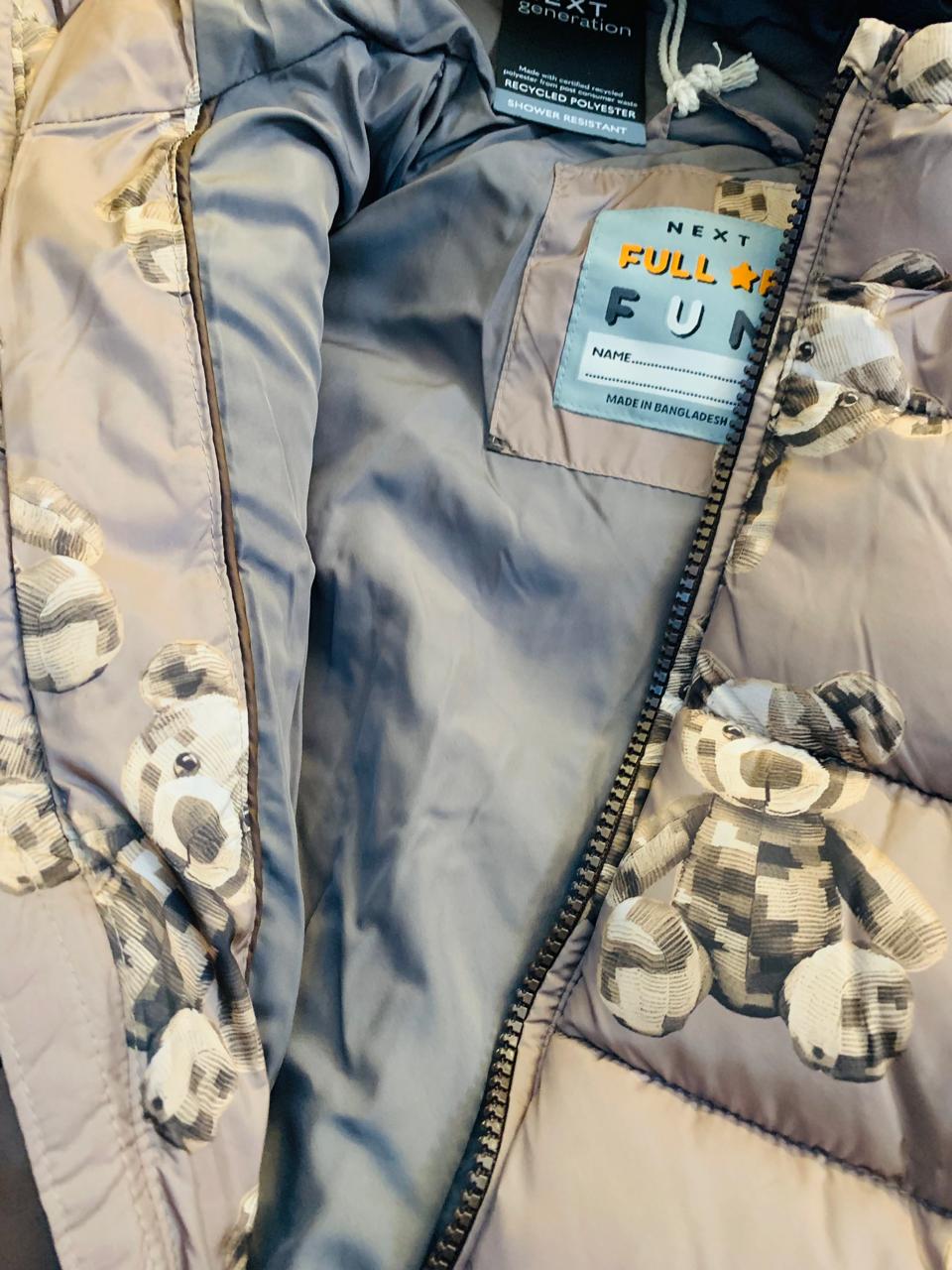 Next Bear face Padded Zipped Coat