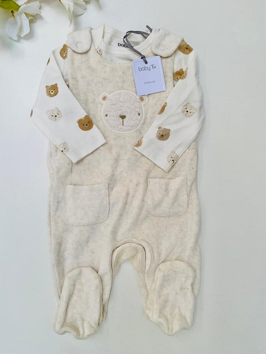Tu Clothing Appliqued Bear Face Dungarees