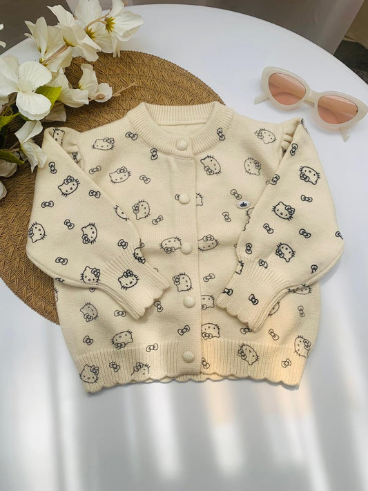 Hello Kitty Print Knitted Cardigan