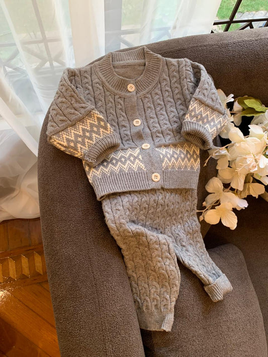2Pc Knitted Sweater & Trouser Set