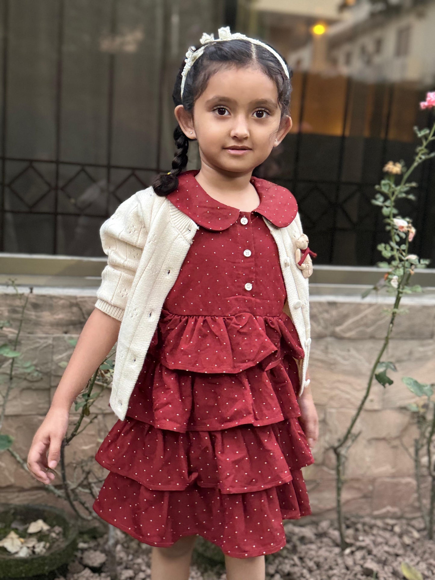 Frock with Knitted Cardigan