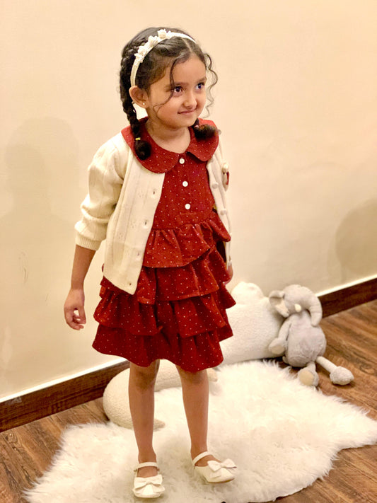 Frock with Knitted Cardigan