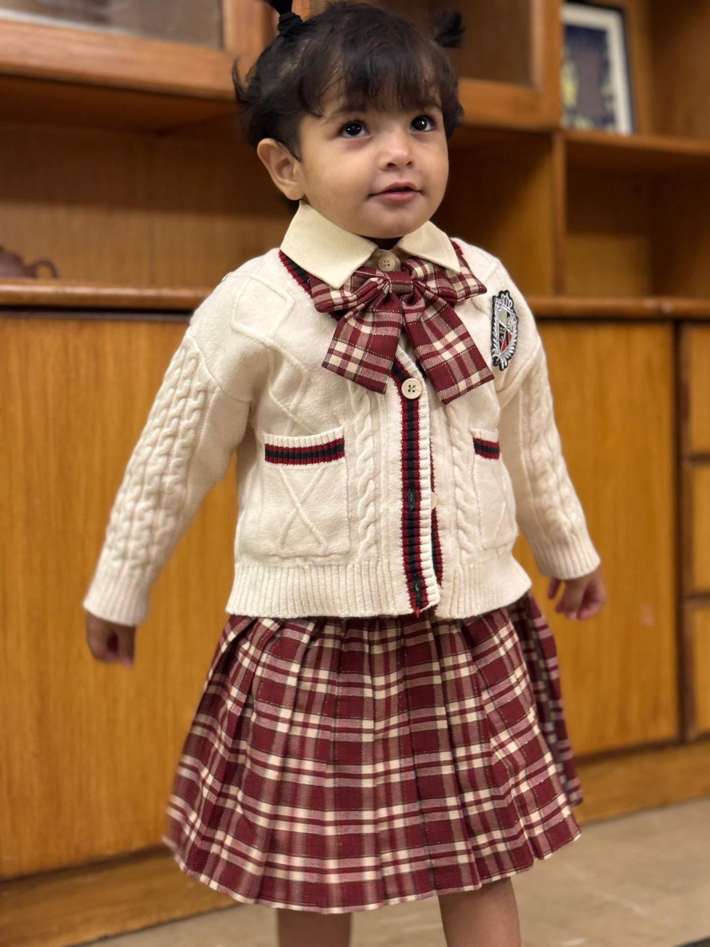 Korean Style 4Pc Cardigan & Skirt Set