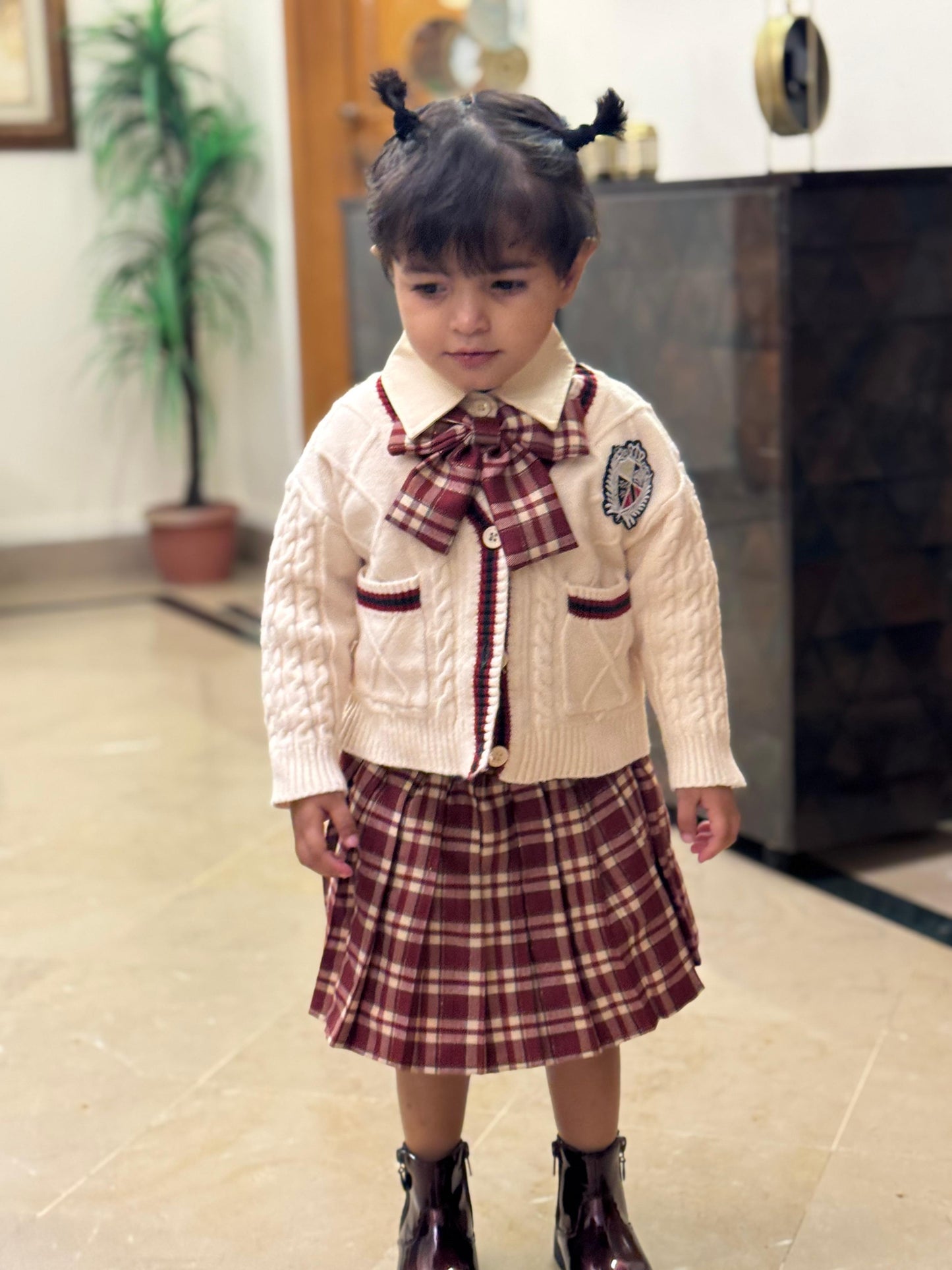 Korean Style 4Pc Cardigan & Skirt Set