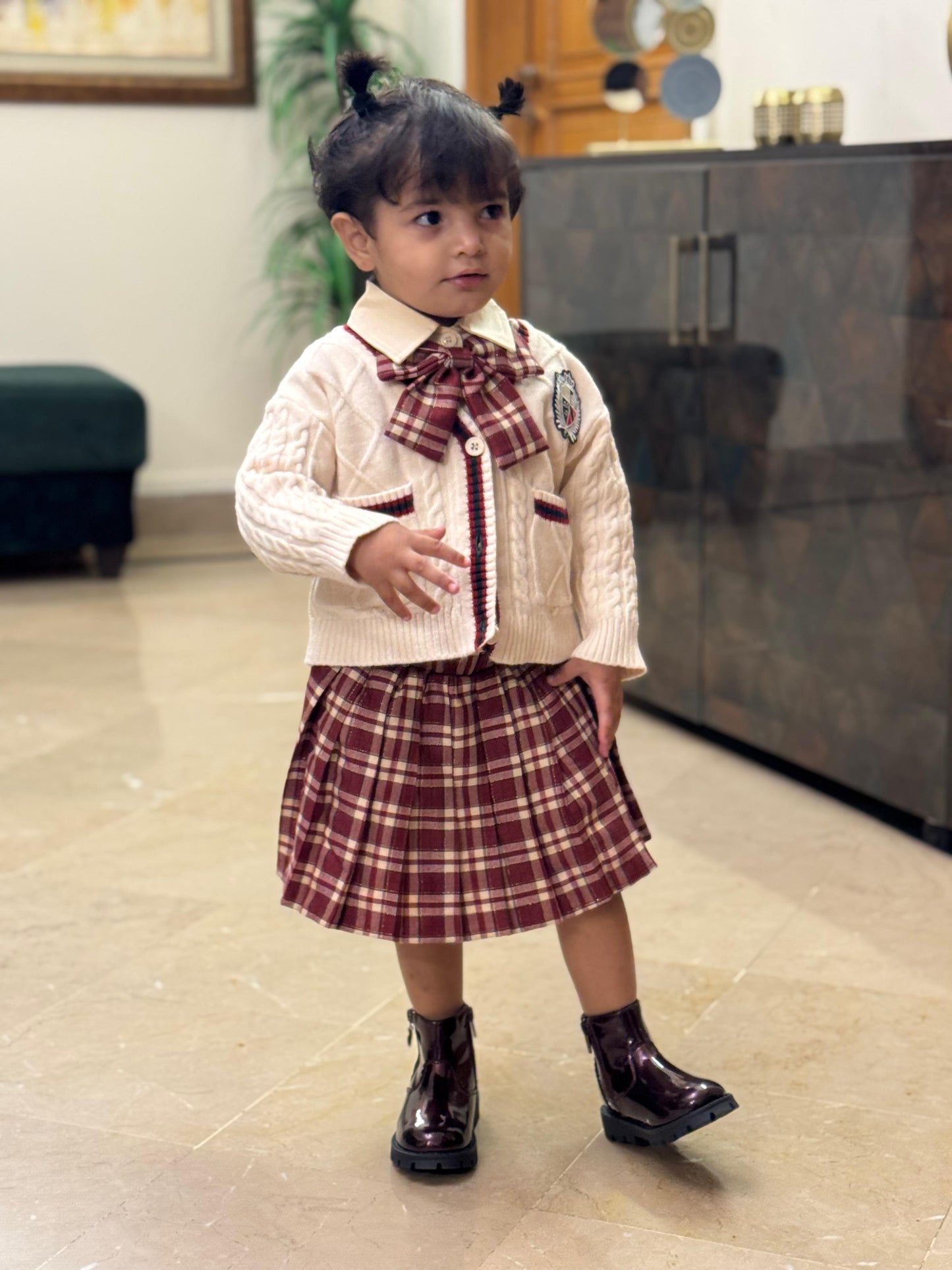 Korean Style 4Pc Cardigan & Skirt Set