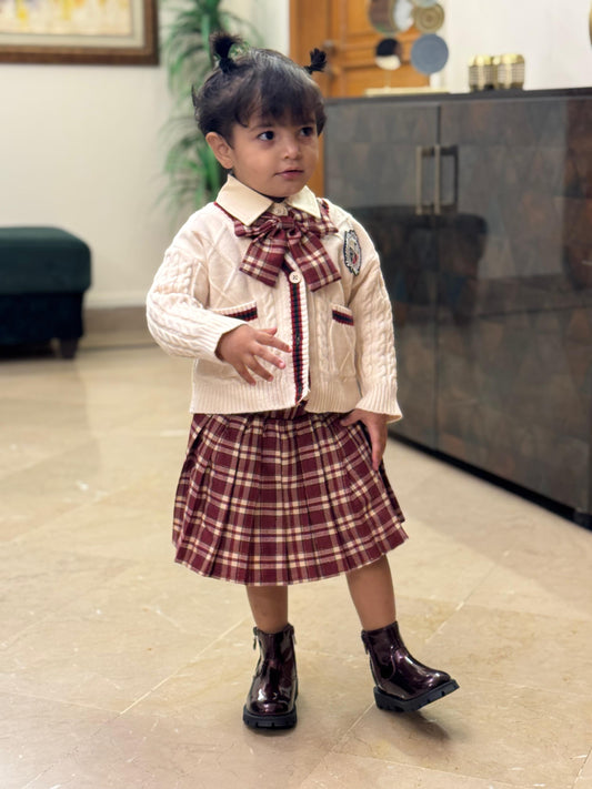 4Pc Cardigan & Skirt Set