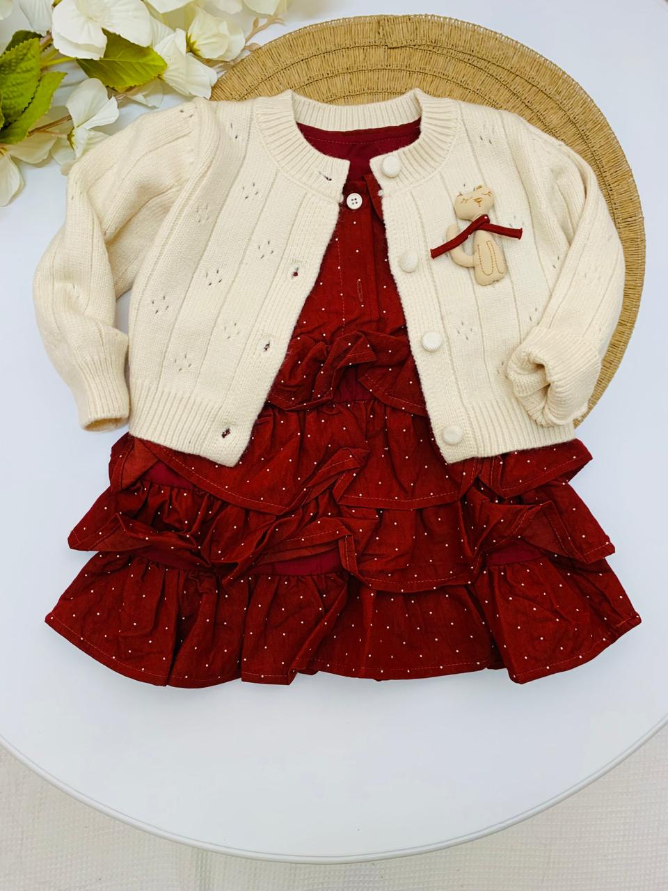 Frock with Knitted Cardigan