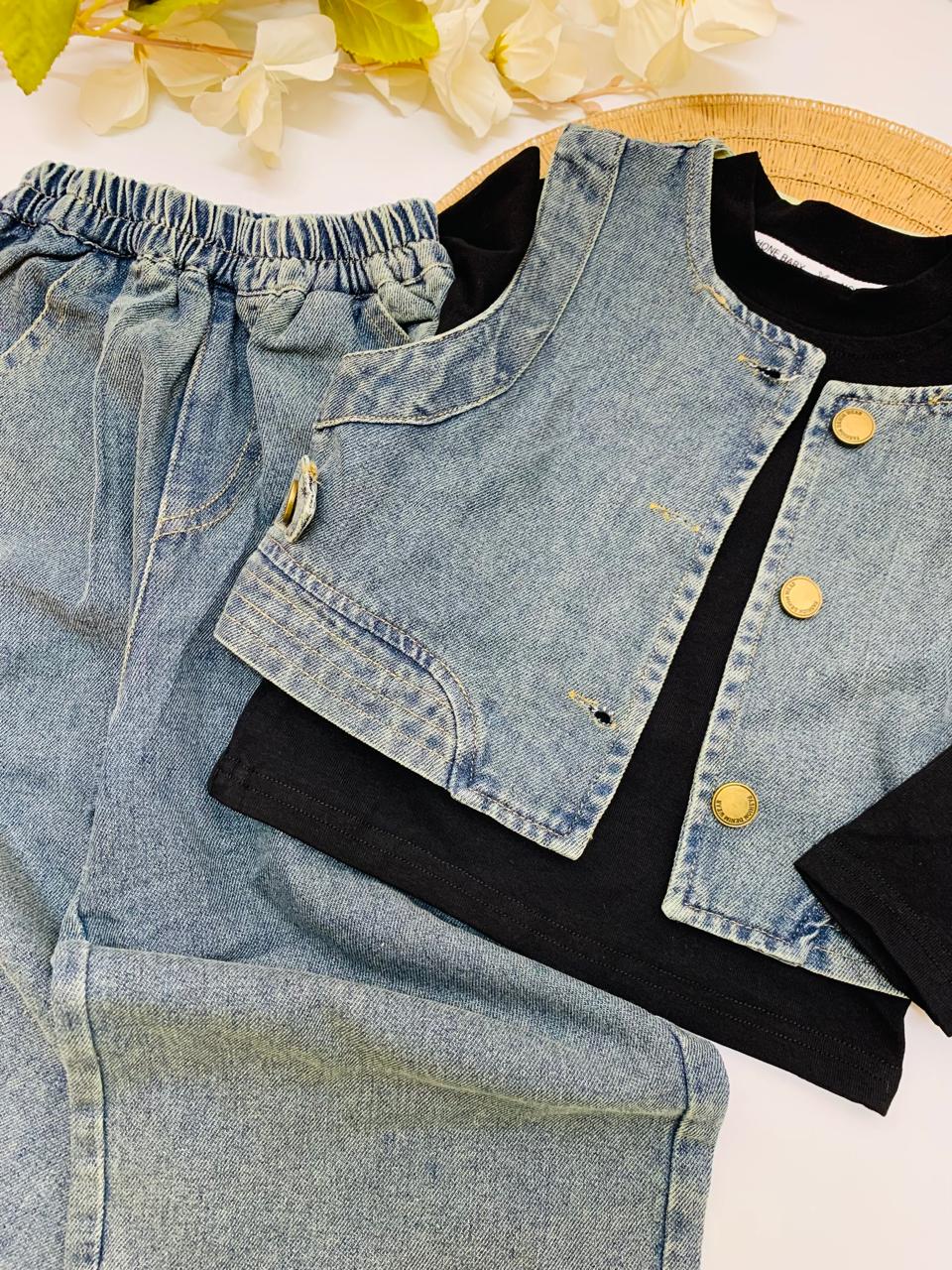 Denim Jacket, Shirt & Pants Set