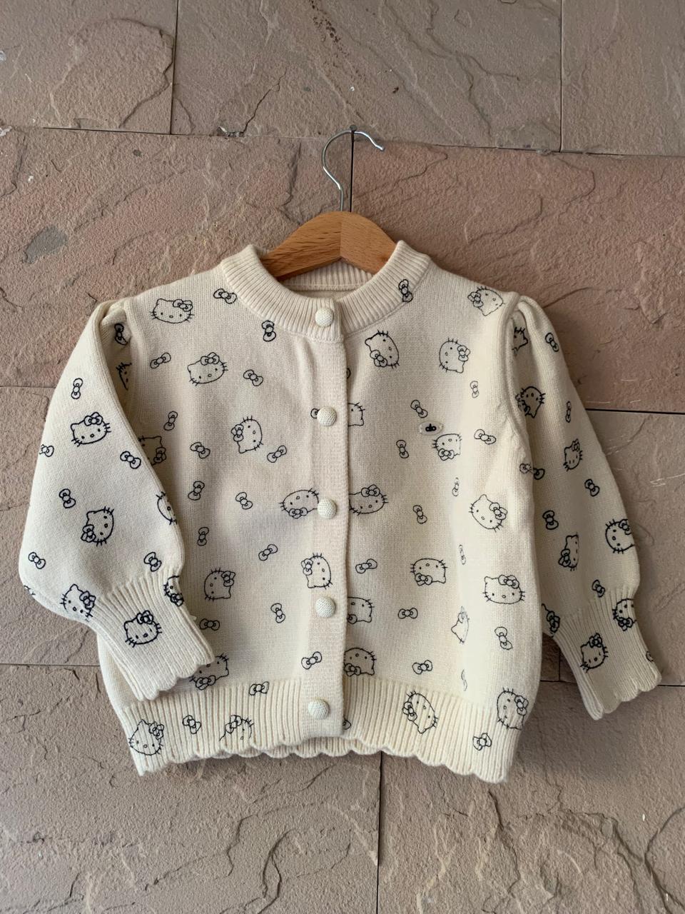 Hello Kitty Print Knitted Cardigan