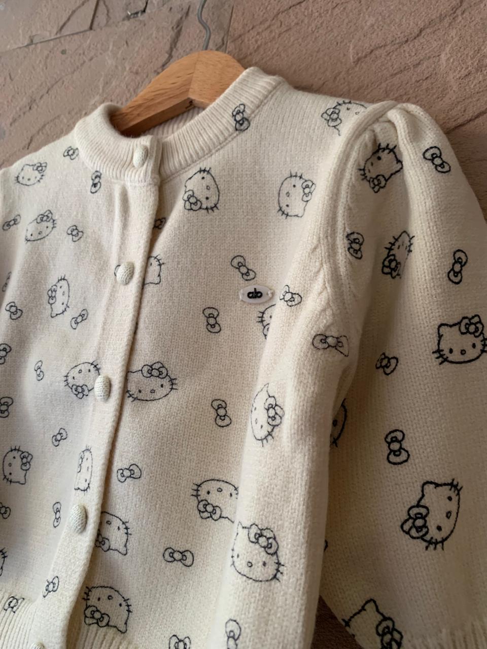 Hello Kitty Print Knitted Cardigan
