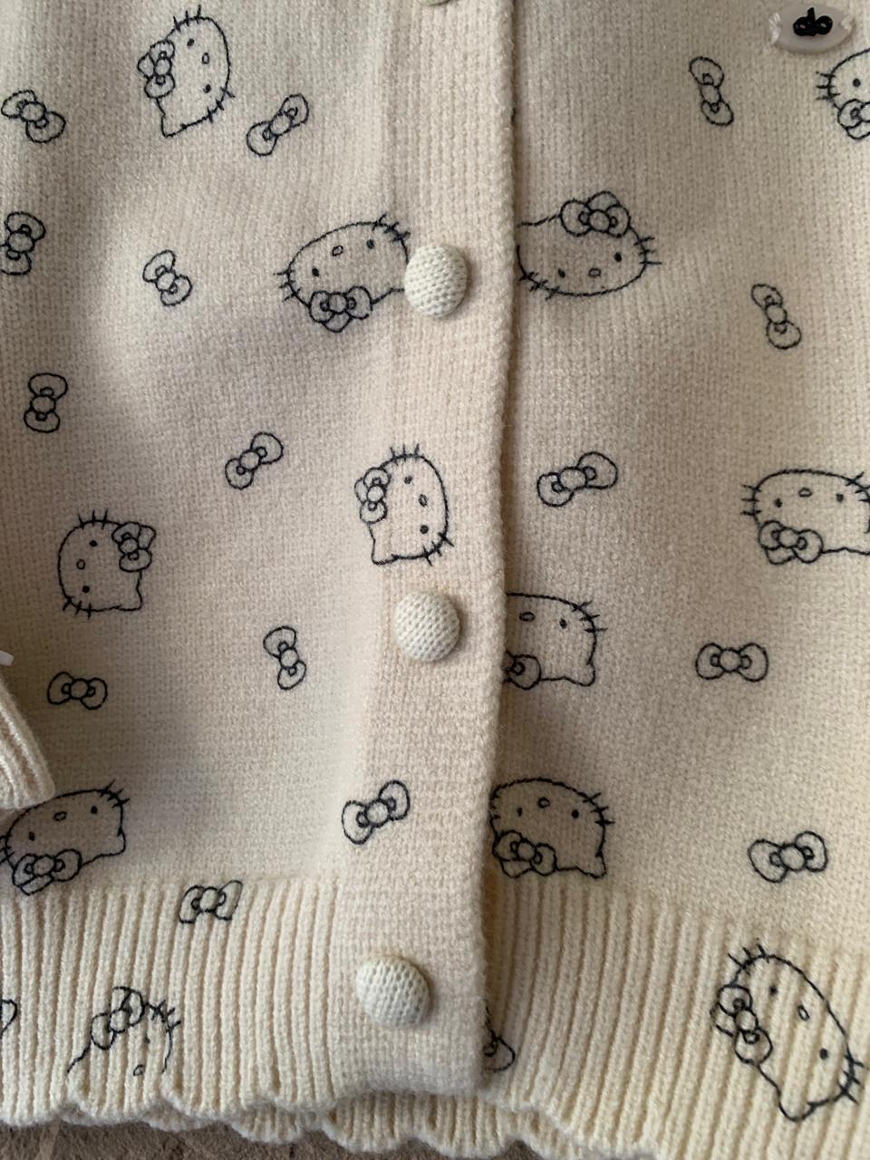 Hello Kitty Print Knitted Cardigan