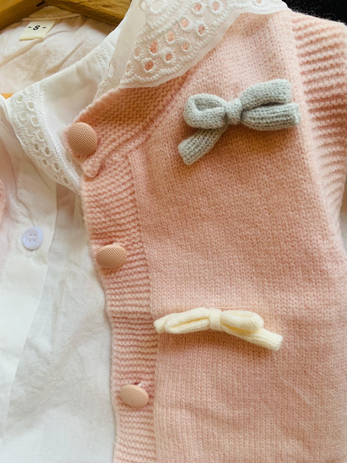 3Pc Knitted Cardigan, Shirt & Pants Set