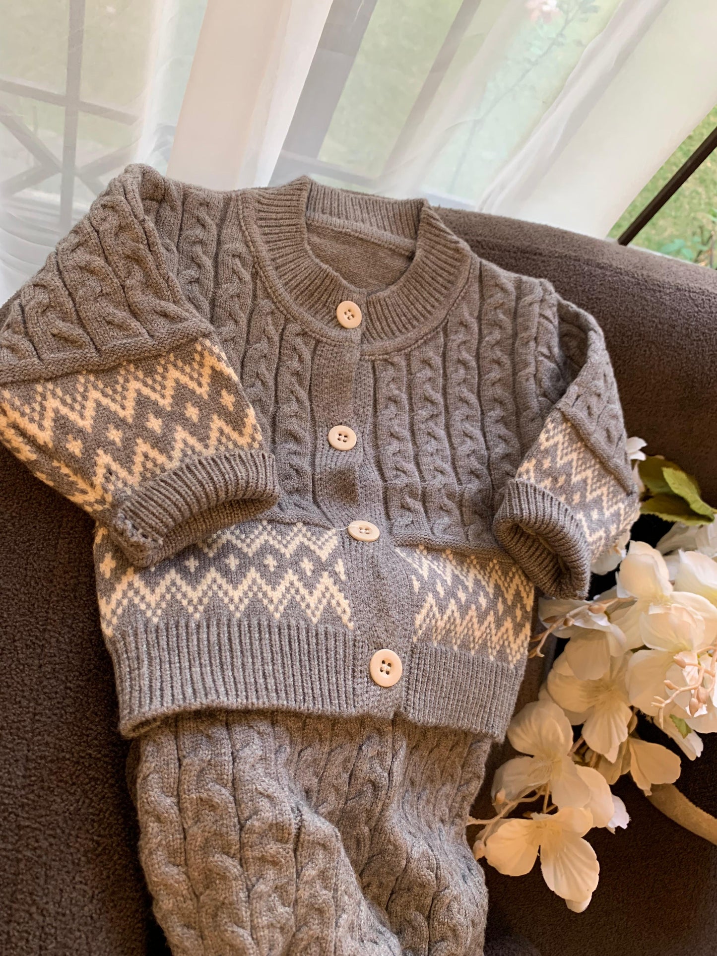 2Pc Knitted Sweater & Trouser Set