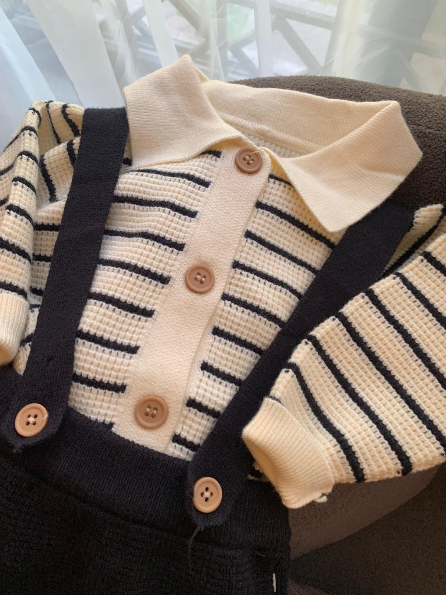 Knitted Dungarees with matching Hat