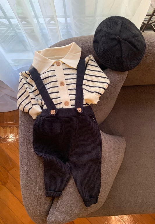 Knitted Dungarees with matching Hat