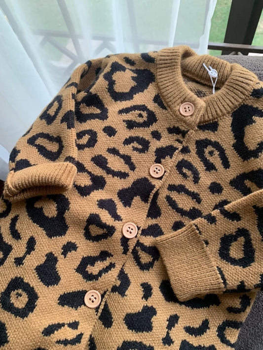 Knitted Cheetah Print Sleepsuit