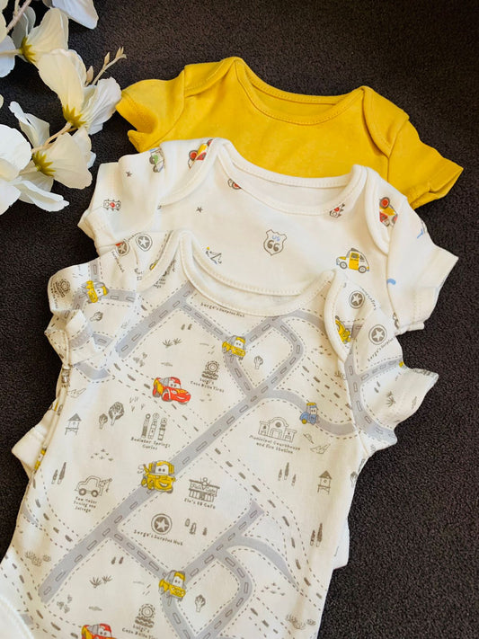 George Pack of 3 Disney Cars Bodysuits