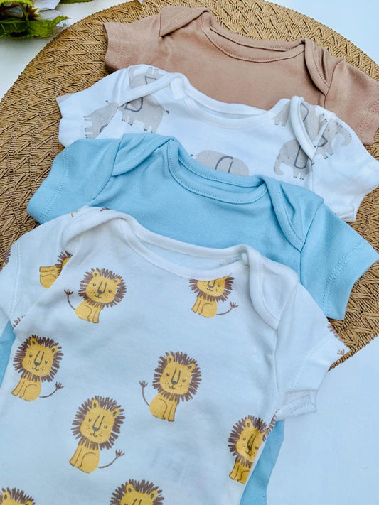 George Pack of 4 Safari Animal Bodysuits