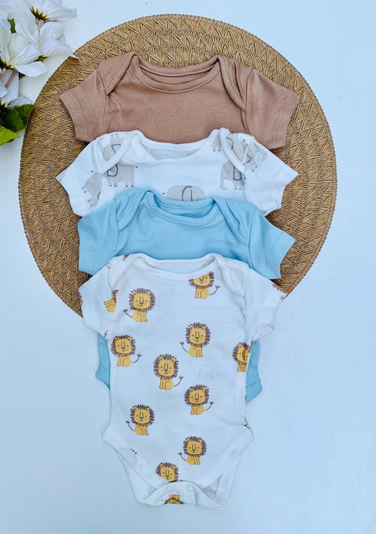 George Pack of 4 Safari Animal Bodysuits
