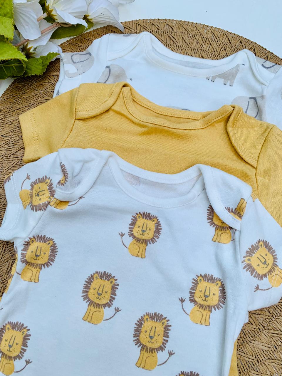 George Pack of 3 Safari Animal Bodysuits