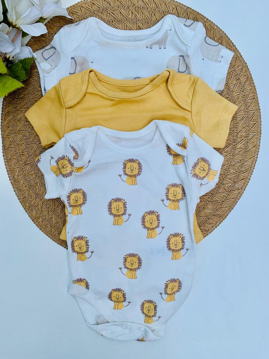 George Pack of 3 Safari Animal Bodysuits