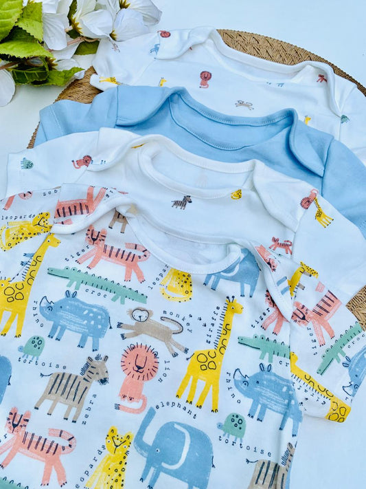 George Pack of 4 Bright Safari Short Sleeve Bodysuits