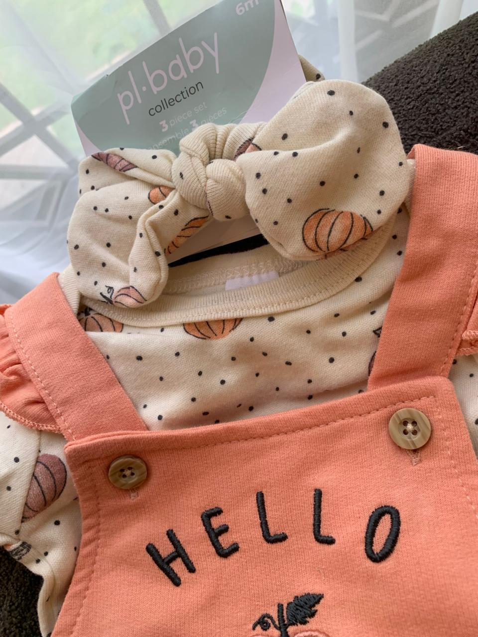 “Hello Pumpkin” Dungarees & Headband Set