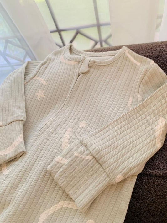 George Smiley Face print Sleepsuit