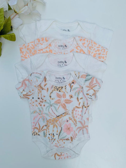 Tu Clothing Giraffe Print Pack of 4 Bodysuits