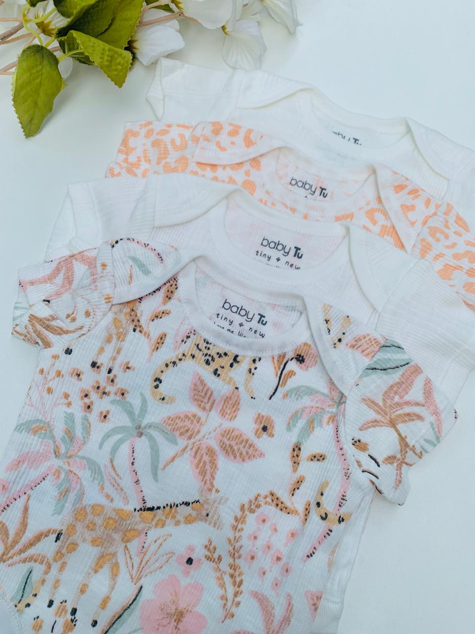 Tu Clothing Giraffe Print Pack of 4 Bodysuits
