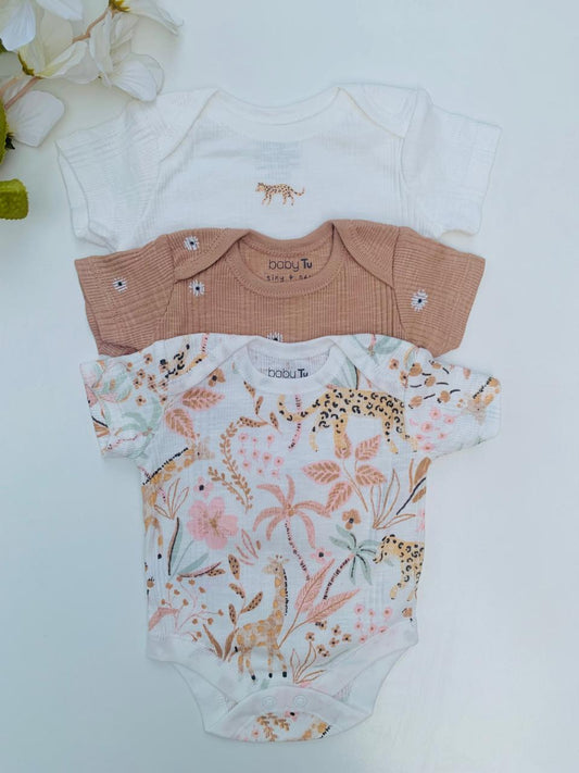 Tu Clothing Lion Print Pack of 3 Bodysuits