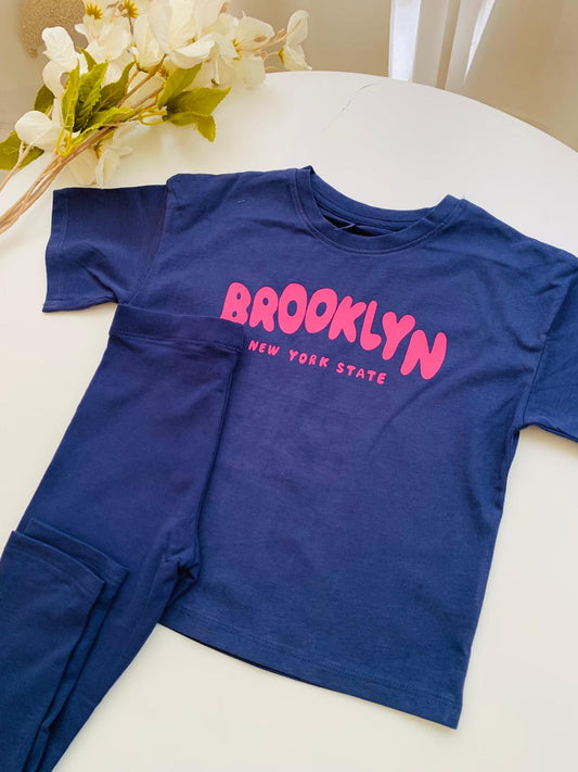 George "Brooklyn" Slogan T-Shirt & Trouser Set