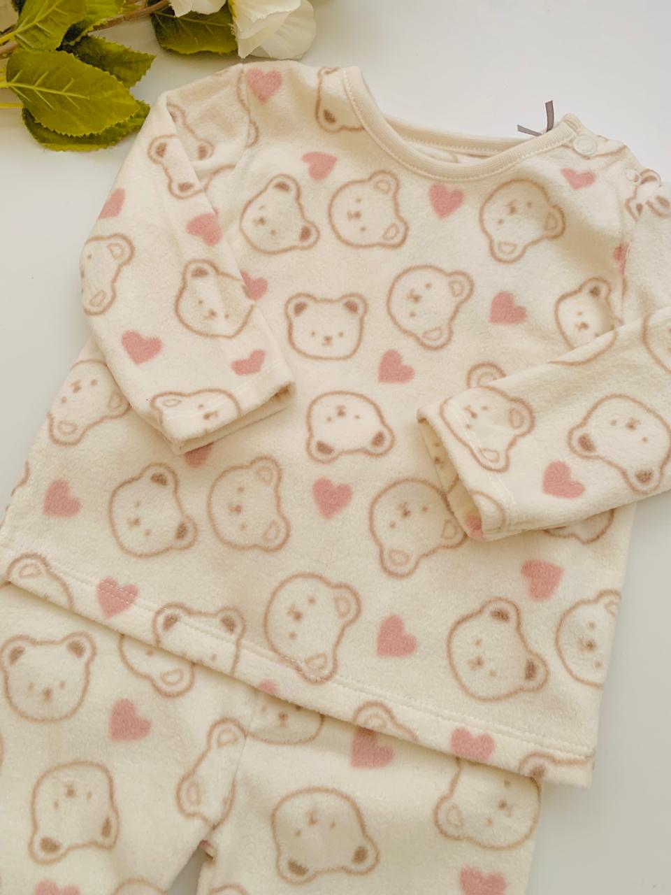 TU Clothing Bear Face Print Fleece Shirt and trouser Set