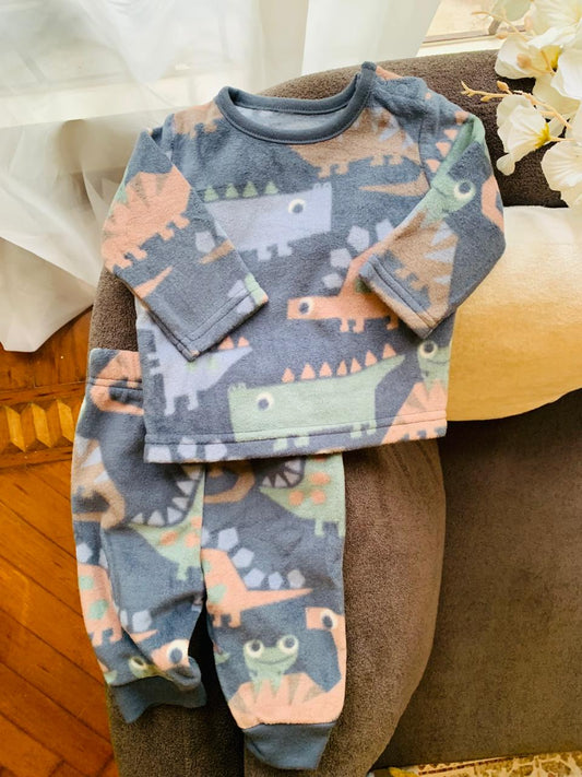 George Dinosaur Print Fleece Shirt & Trouser Set