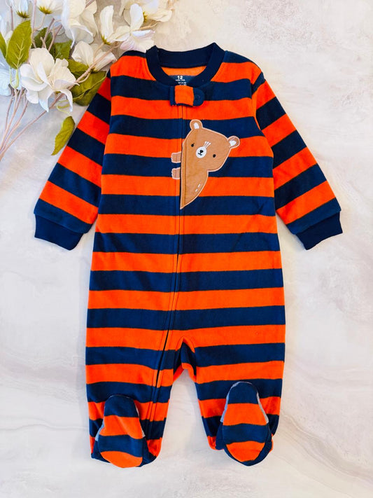 Bear Embrioded Fleece Sleepsuit
