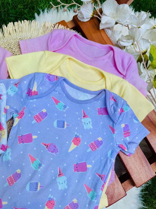 George pack of 5 Pastel Ice Cream print Bodysuits