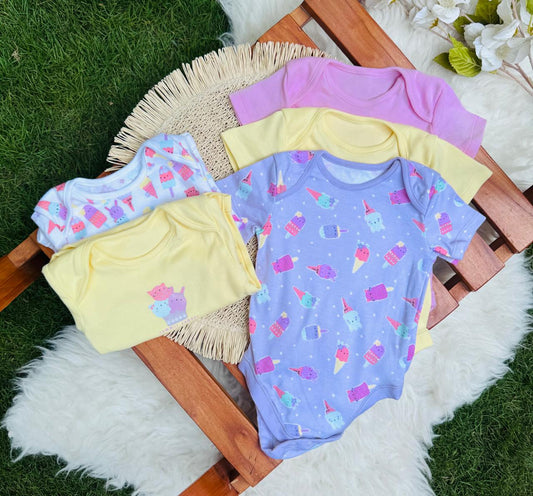 George pack of 5 Pastel Ice Cream print Bodysuits