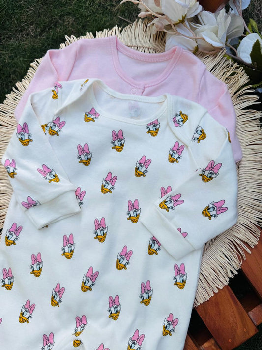 George pack of 2 Daisy duck print Sleepsuits