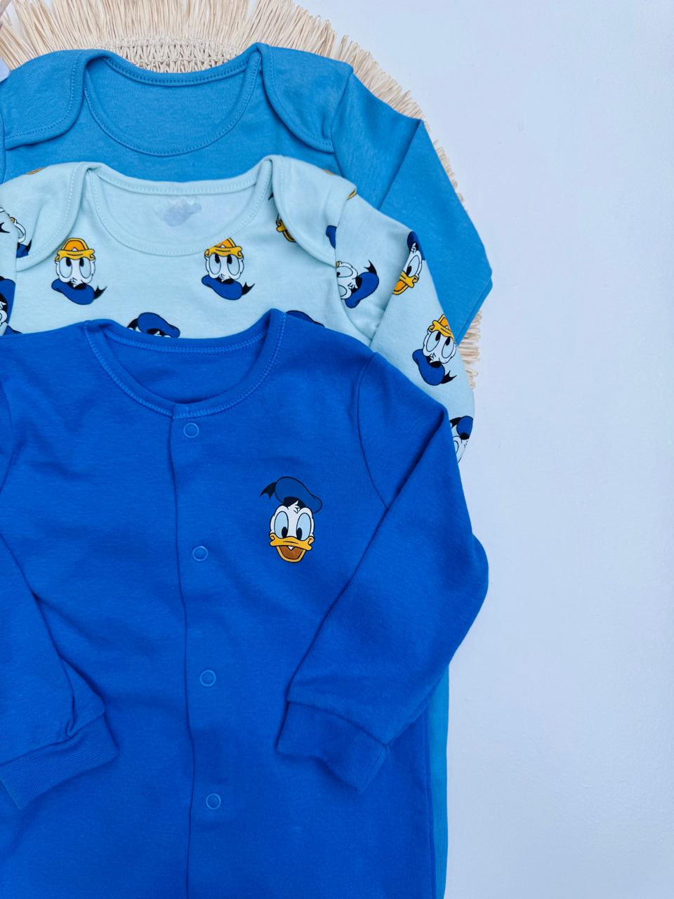 George pack of 3 Donald duck print Sleepsuits