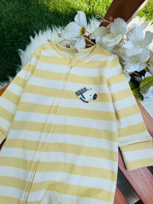 George Embrioded Zebra Face Sleepsuit