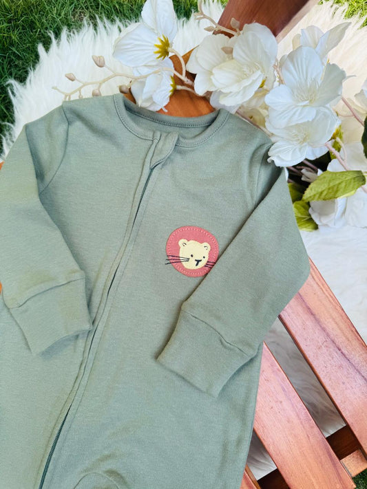 George Embrioded Lion Face Sleepsuit
