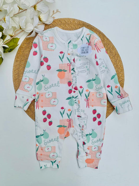 George Fruits print Sleepsuit