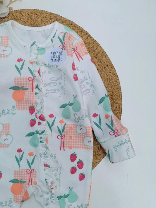 George Fruits print Sleepsuit