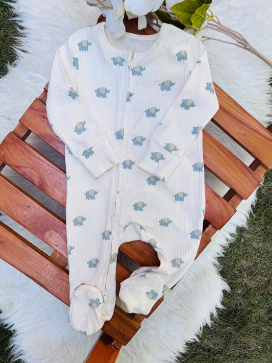 George Elephants print Sleepsuits