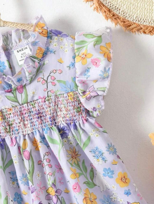 SHEIN Ruffle Trim Cemi Purple Frock