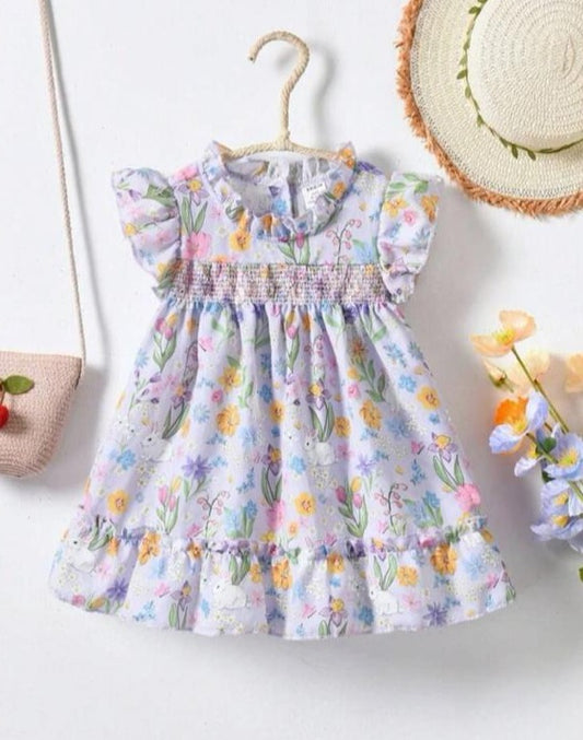 SHEIN Ruffle Trim Cemi Purple Frock