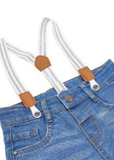 R&B Denim Shorts with Suspenders
