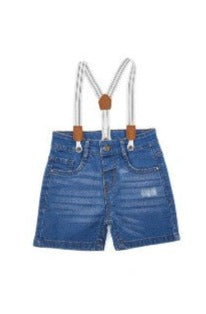 R&B Denim Shorts with Suspenders